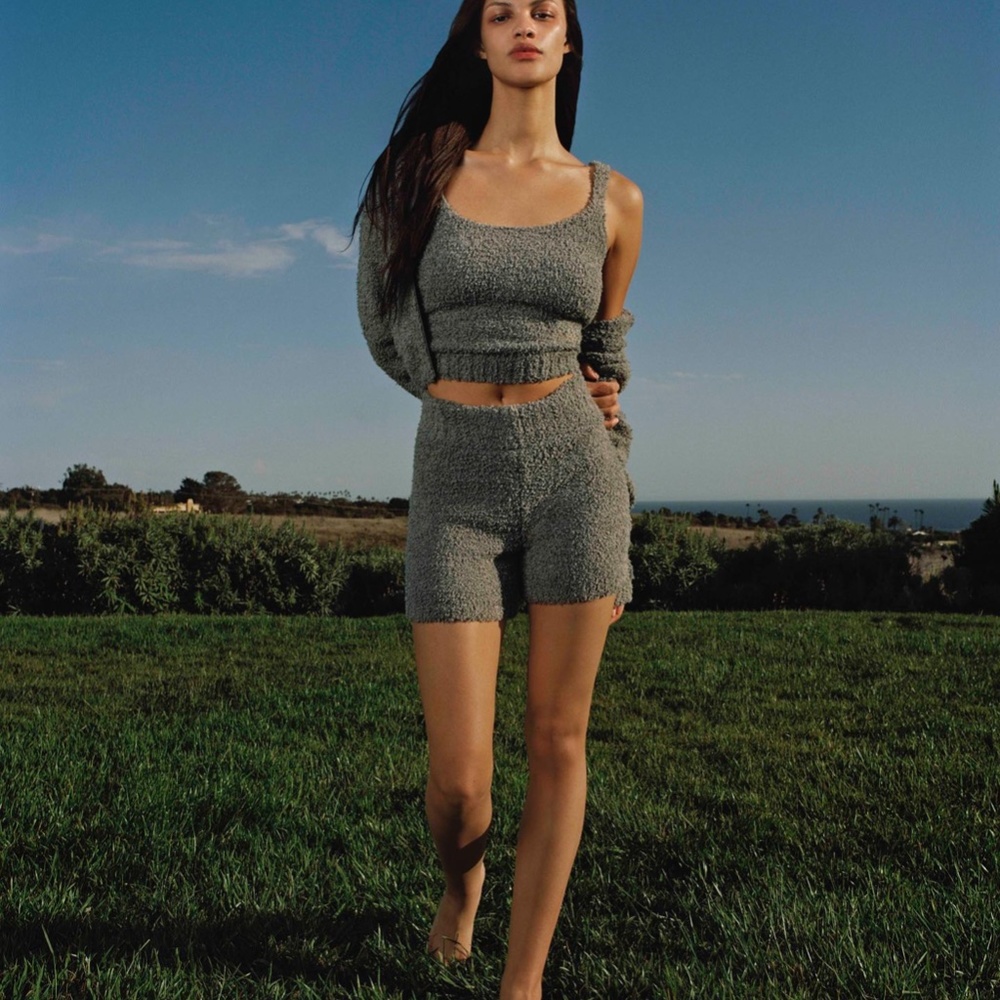 SKIMS Cozy Knit Tank and Short - Size: S/M - Color: Smoke